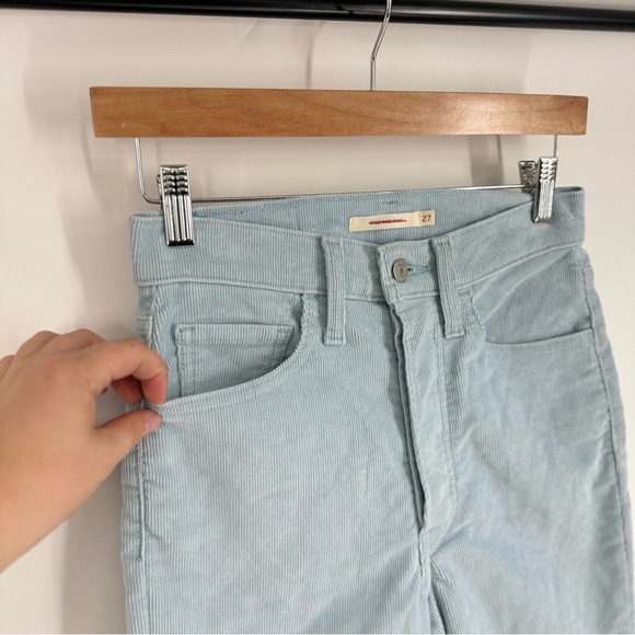 Levi Ribcage Boot High Rise Bootcut Baby Blue Corduroy Pants - Picture 3 of 3
